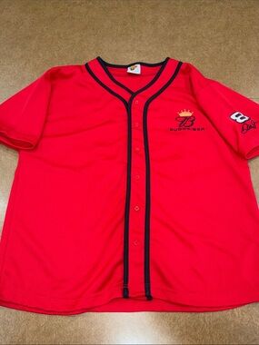 Winner Circle Budweiser Red Baseball-Style Jersey with Black Piping • Size XL